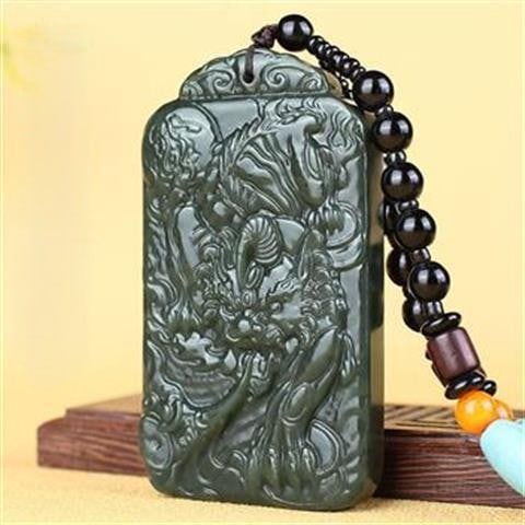 An Exquisite Cyan jade Wealth-Attracting Creature Pattern Pendant: An Exquisite Cyan jade Wealth-Attracting Creature Pattern Pendant 青玉貔貅纹挂件