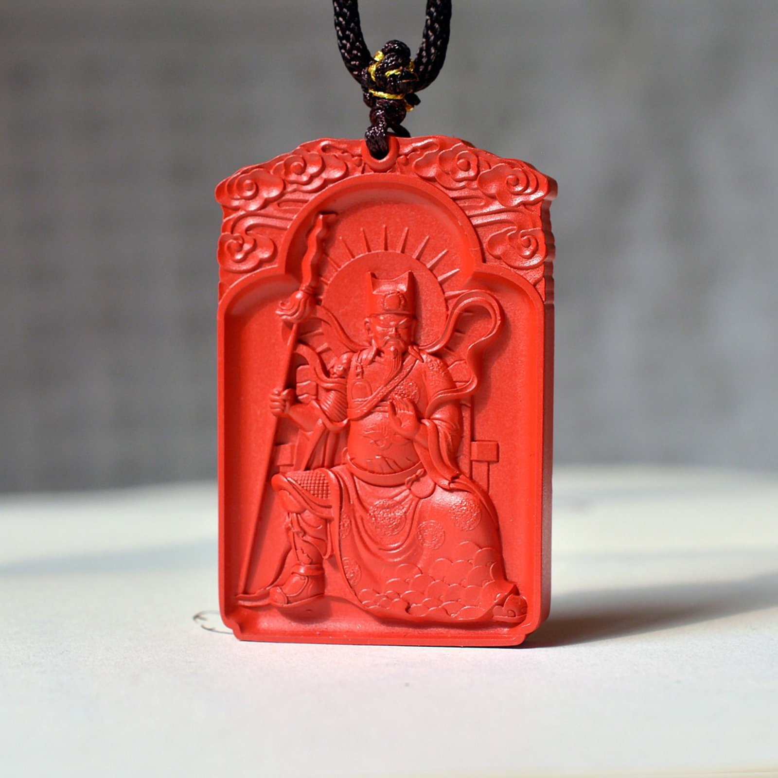 An Exquisite Cinnabar Figure Pattern Pendant: An Exquisite Cinnabar Figure Pattern Pendant,Size:1.2inx1.8in,Weight:24g 朱砂人物纹挂件