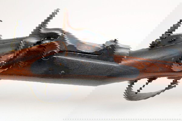 Springfield, 1873, Serial#177921: Springfield, 1873, Serial#17792 - Sight ,marked 'Lyman, Middlefield, Conn., U.S.A.' ; Lock numbered 177921; barrel marked 'U.S. Model 1873'; top of barrel marked 'VP' with an eagle underneath and a 'P