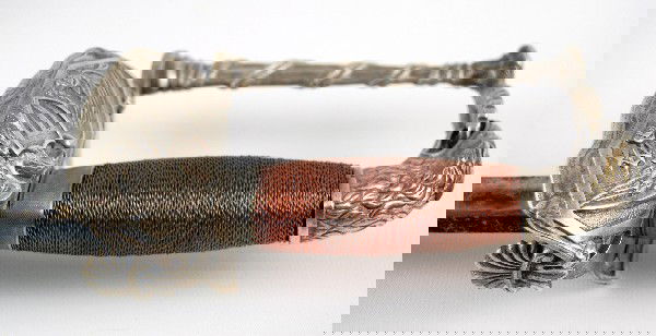 Eagle Pommel Infantry Officer's Sword: Eagle Pommel Infantry Officer's Sword, possibly by F. Widmann ca. 1820's. Hilt is silvered brass, counter guard has high relief spread wing eagle with shield, grip is re-wrapped copper wire, blade is