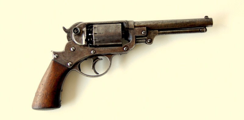 Revolver, Starr Model 1858 Navy, ser. # 2782, C.W.: Revolver, Starr Model 1858 Navy, ser. # 2782, CW Double action percussion revolver model 1858 Navy by Starr. Serial # 2782. " MW" scratched in the grip on one side. Action is crisp and functioning. We