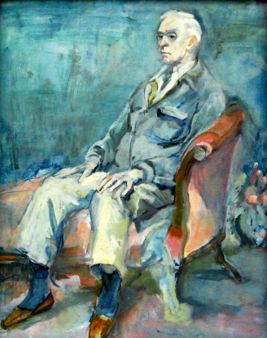 Oil on Board by Moses Soyer "Roger Gerry": Oil on Board ' Portrait of Roger G. Gerry by Moses Soyer, Russian/Jewish/American 1899-1974. Roger Gerry along with his wife Peggy Gerry were lifelong preservationists and philanthropists and donated 