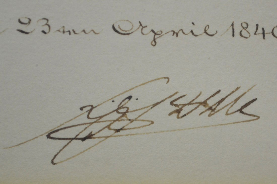 Signature, Frederick William III,1840, King: Signed letter dated 1840 from Frederick William III. Comes matted and framed with an image of the king as well as the signature. Condition: very good, some folds to paper. frame is excellent. King Fre