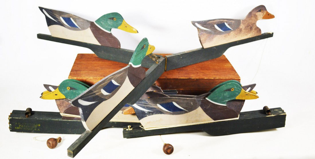 631 Folding Duck Decoys, Boxed set, JW Reynolds 1910 Lot 0631