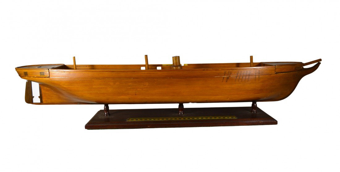 Nautical Model, U.S.S. Hartford, by Costagliola: Model, Full-Hull Teaching of U.S.S. Hartford, a Union Civil War Navy vessel by noted builder Michael Costagliola. From the Webb Institute for Naval Architecture, a college in New York. Marked on the b