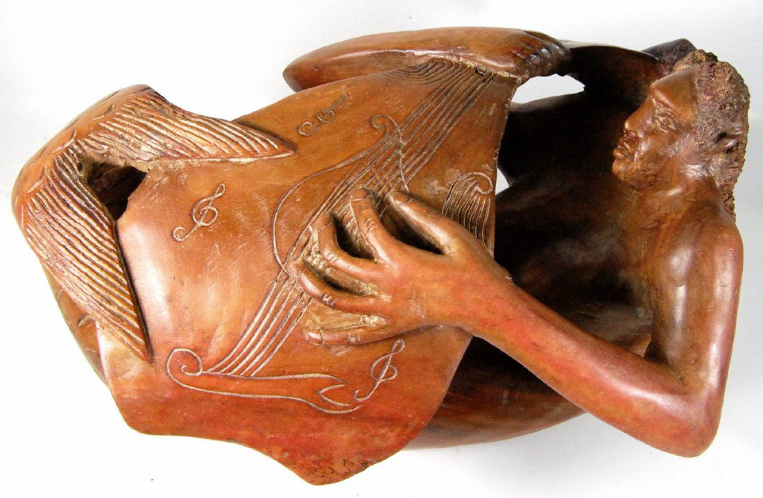Haitian Wood Sculpture of Mermaid, Nacius Joseph: Haitian Wood Sculpture of Mermaid by Nacius Joseph. Nacius Joseph was born in Petit Goave, Haiti in 1939. He began his artistic career working along side of Odilon Duperrier in Port-Au-Prince. Pierre