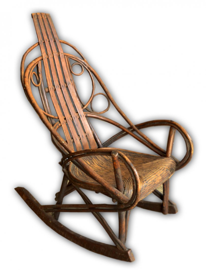 Rocker, Child' Bent Twig & Oak, Tenn,, c.1900: Rocker, Child's Bent Twig & Oak Adirondack style, c.1900- Bent Twig & fumed Oak child's Rocker. Found in Nashville, TN. Size: 33" H x 17.5" W x 28" D Weight: 13 lbs