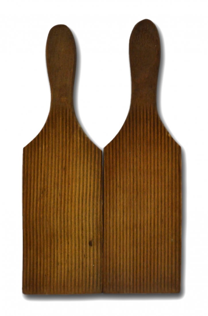 Butter paddles, pair 9", c. 1880: Butter paddles, pair - used to stir, skim or mound butter. Circa 1880 Size: 9" H. x 2.5" W. Weight: 4oz