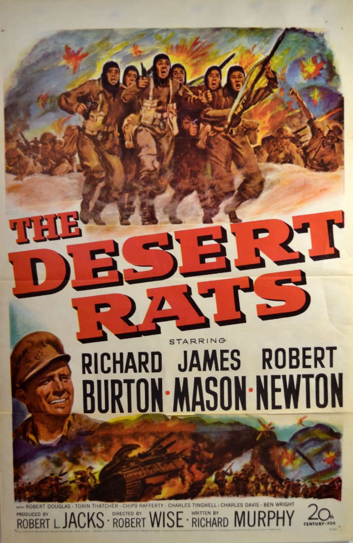 Movie Poster 'The Desert Rats' 1953: Movie Poster 'The Desert Rats' 1953. Starring Richard Burton, James Mason and Robert Newton. With Robert Douglas, Torin Thatcher, Chips Rafferty, Charles Tingwell, Charles Davis and Ben Wright. Produc