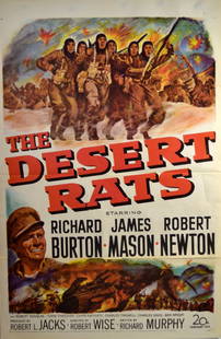 Movie Poster 'The Desert Rats' 1953: Movie Poster 'The Desert Rats' 1953. Starring Richard Burton, James Mason and Robert Newton. With Robert Douglas, Torin Thatcher, Chips Rafferty, Charles Tingwell, Charles Davis and Ben Wright. Produc