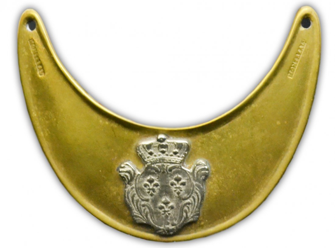 Trade Gorget, French Canadian, Montreal: Montreal French Canadian Trade Gorget. This trade Gorget has a silver seal mounted on brass with Montreal stamped on either side. Size: 3.5" H. x 4.5" W. Weight: 3oz