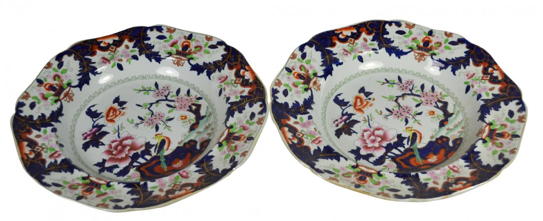 Plates, Pair, John Ridgway & Co, MaCartney, 1840: Plates, Pair, John Ridgway & Co, MaCartney, 1840 Form: Pair of plates Components: Hard paste Decoration: Transfer printed and hand colored ironstone plates in the 'McCartney' pattern. Both decorated i