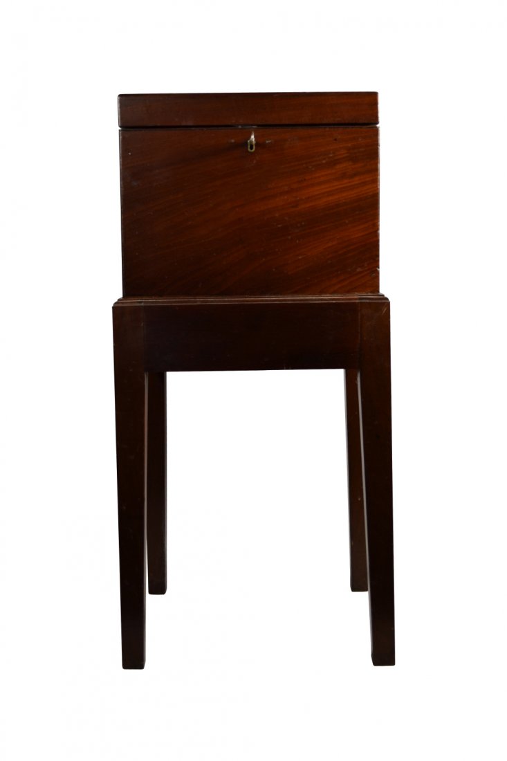 Wine Cellarette, English, Mahogany, c. 1830: Wine Cellarette, English, Mahogany, c. 1830 Form: Wine cellarette. Wood: Mahogany. Joinery: Butt jointed and dovetailed. Features: Inside the cellarette are six compartments lined with green fabric. T