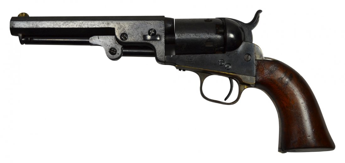 Pistol, Colt Pocket Model 1849: Pistol, Colt Pocket Model 1849 Cap and Ball revolver Type: Revolver Maker: Colt Model: Pocket model 1849 Year: C 1850-1870 Age: C 1850-1870 Caliber: .31 Serial: 52277 Description: Excellent example of