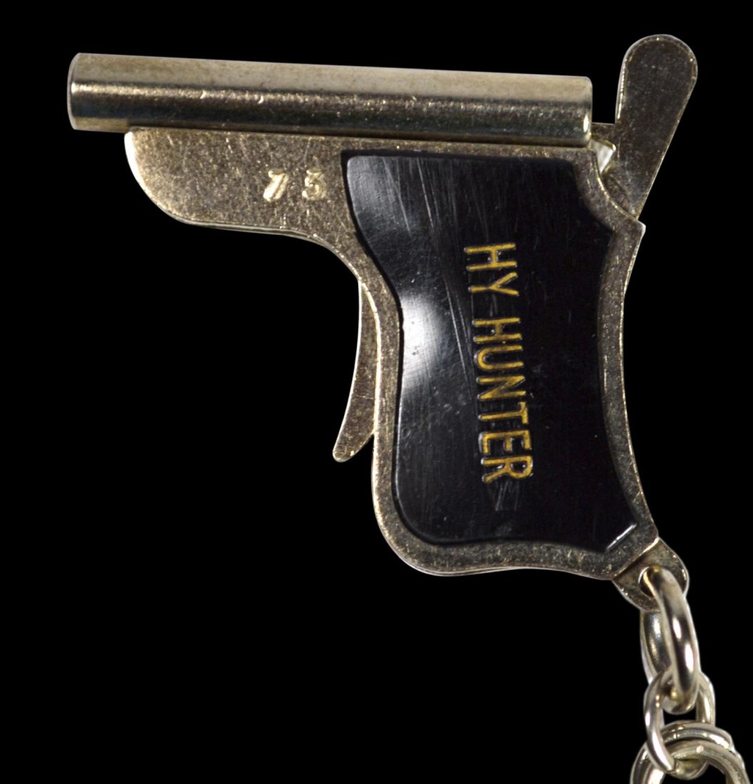 Pistol, miniature key chain Liliput-Browning: Pistol, miniature key chain Liliput-Browning miniature key chain Type: miniture key chain Maker: DRGM Model: Liliput-Browning Age: C 20th Century Caliber: 2mm Description: Miniature key chain pistol. 