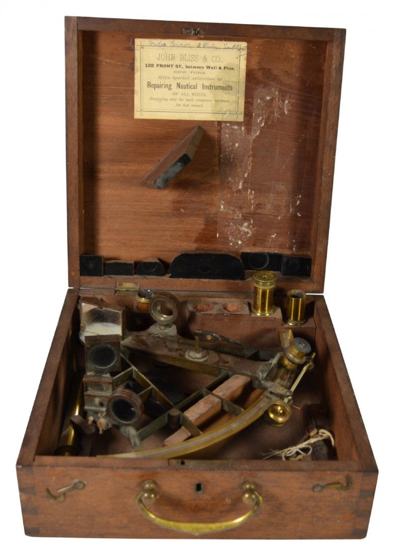 Sextant, Stackpole, NY, USN Serial 452, c.1860: Sextant, Stackpole, NY, USN Serial 452, c.1860 Sextant Material: Brass, wood, iron, glass, platinum Construction: Cast brass, dovetailed box Marks: Stackpole& Brother NY Features: Stackpole and brothe