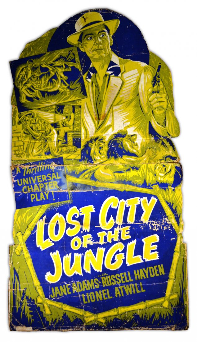 Movie Poster, "The lost City of the Jungle" 1946: Movie Poster, "The lost City of the Jungle" 1946 An original cardboard movie poster, "The lost City of the Jungle" released in1946. Starring Russell Hayden, Jane Adams, Lionel Atwill and Keye Luke. A 