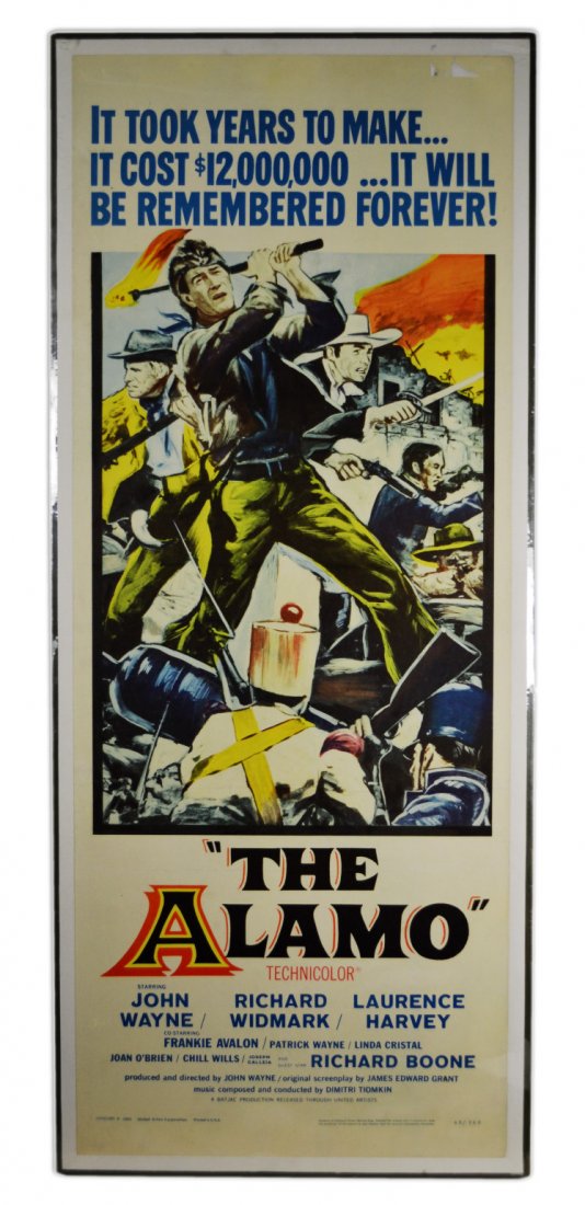 Movie Insert Poster, John Wayne "The Alamo" 1960: Movie Insert Poster, John Wayne "The Alamo" 1960 An original movie poster, "The Alamo", released in 1960. Starring John Wayne, Richard Widmark and Laurence Harvey. With Frankie Avalon, Patrick Wayne, 