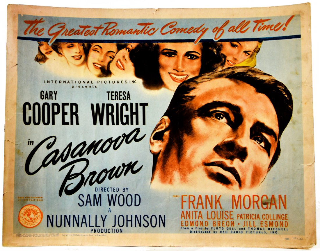 Movie Poster, "Casanova Brown" 1944: Movie Poster, "Casanova Brown" 1944 An original movie poster, "Casanova Brown", released in 1944. Starring Gary Cooper and Teresa Wright. With Frank Morgan, Anita Louise, Patricia Collinge, Edmond Bre