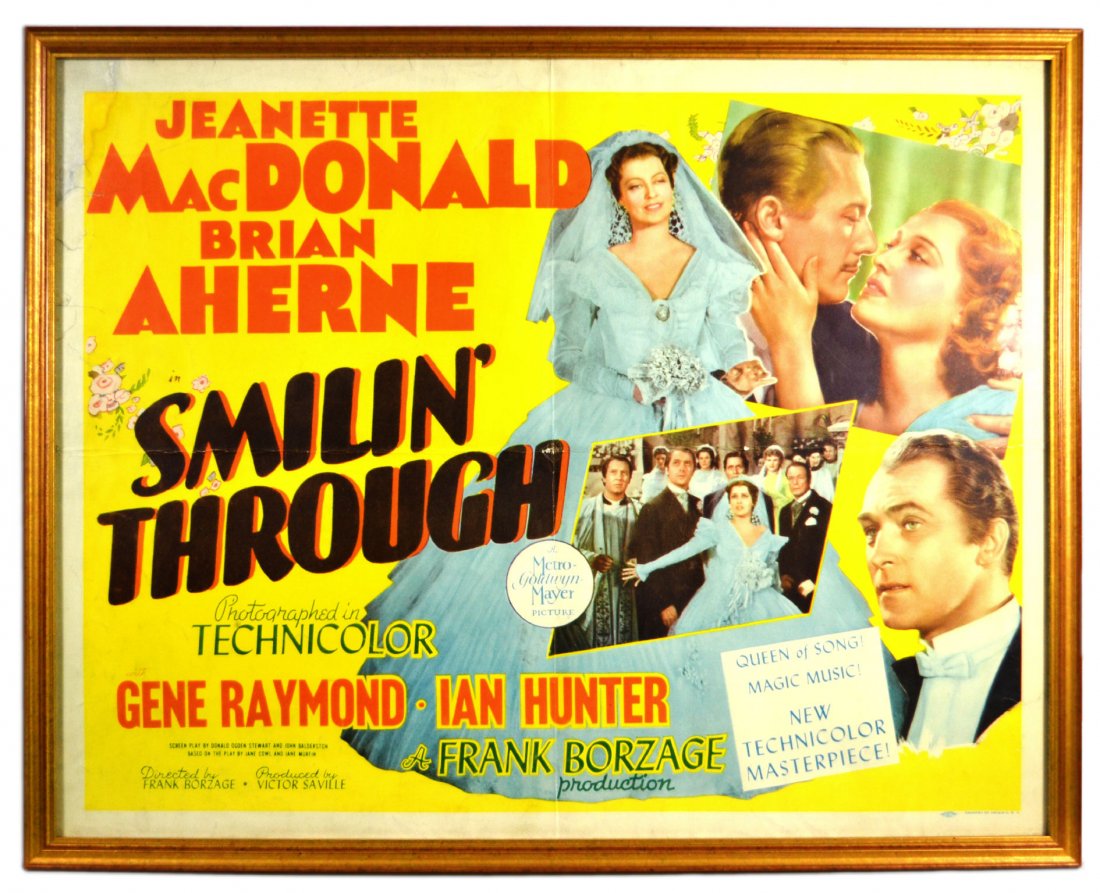 Movie Poster, "Smilin' Through" 1941: Movie Poster, "Smilin' Through" 1941 An original framed movie poster, "Smilin' Through" released in 1941. Starring Jeanette MacDonald, Brian Aherne, Gene Raymond and Ian Hunter. Directed by Frank Borz