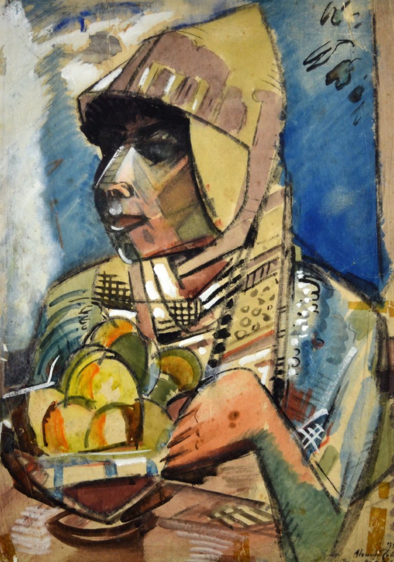 W/C North African Women, Alexander Robinson: W/C North African Women, Alexander Robinson A watercolor on paper painting of a 'North African Woman' by Alexander Robinson. Alexander Charles Robinson (American 1867 - 1952). Work Size: 27.25" H x 20