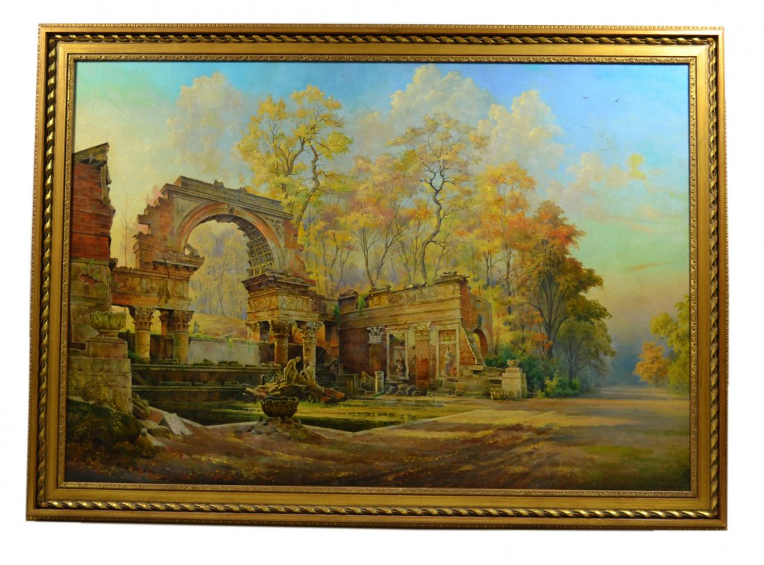 O/C 'Roman Ruins', Rudolf Franz Ullmann, 1930: O/C 'Roman Ruins', Rudolf Franz Ullmann, 1930 Medium: Oil. Support: Canvas. Artist: Rudolf Franz Ullmann. Artist Dates: 1889 - 1973. Country of Origin: Austria. Title & Description: Roman Ruins'. Pain
