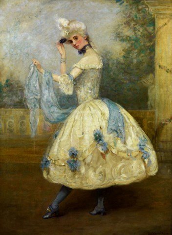 O/C, Louis Kronberg "Ruth St. Denis" C. 1900.: O/C, Louis Kronberg "Ruth St. Denis" C. 1900. Medium: Oil. Support: Canvas. Artist: Louis Kronberg. Artist Dates: 1872-1965. Signature: "Louis Kronberg" Date of Work: Circa 1900. Country of Origin: Am