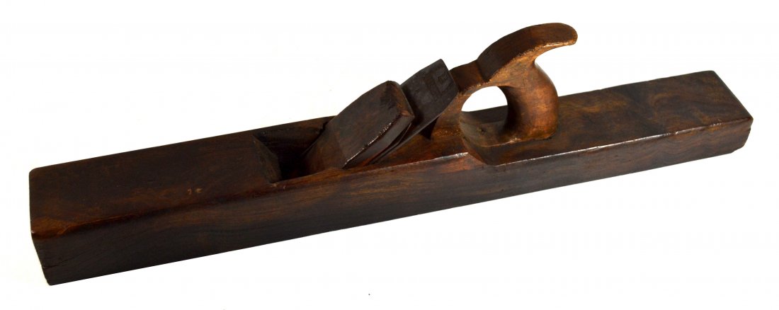 Ship Builder's Plane, LignumVitae, Moulson c.1860: Ship Builder's Plane Material: Lignum Vitae Description: Wood plane made of lignum vitae. "Cast Steel, Moulson Brothers" inscription on plate. Date: c.1860 Size: 22" L x 5.8" H x 2.5" D Weight: 5.5lb 