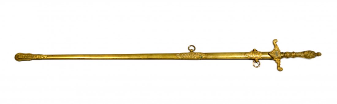 Sword, Medical, Ignatius Cooper family, M 1840: Sword Material: Steel, brass, silver Construction: Riveted Marks: W. H. Horstmann & Sons, Philadelphia Features: Blade: Acid etched with decoration about 1/2 the length from the ricasso, shell then dr