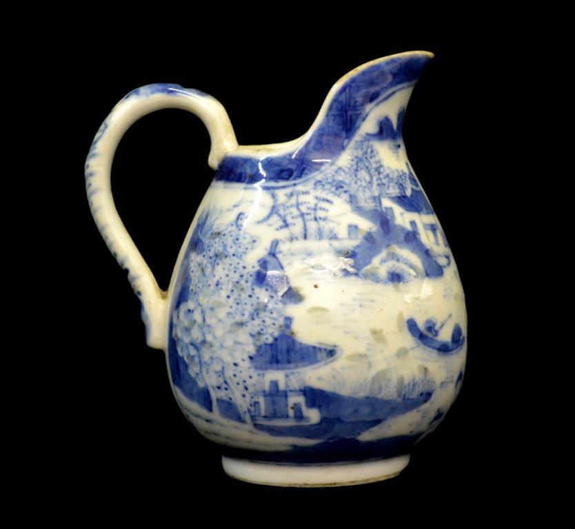 Beaker, Canton, Chinese Export, C. 1850: Form: Beaker Components: Hard Paste Decoration: Scenery is hand painted with a composition of a village scene consisting of tea house, arched bridges, willow trees, meandering streams, distant mountai