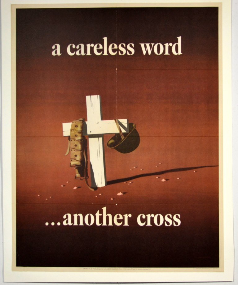 WWII A Careless Word Another Cross John Atherton: Artist: John Atherton Artist Dates: 1900-1952 Signed Within Plate: Yes Date of Work: 1943 Description: This poster is a great image that has been recognized for its quality by graphic arts publication