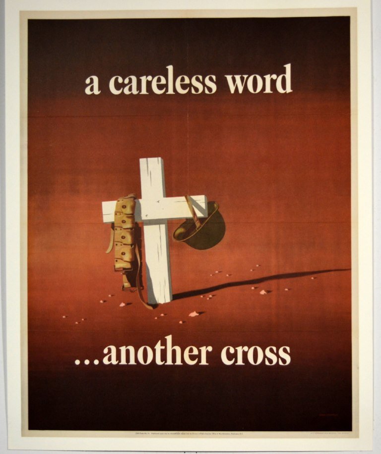 WWII A Careless Word Another Cross John Atherton: Artist: John Atherton Artist Dates: 1900-1952 Signed Within Plate: Yes Date of Work: 1943 Description: This poster is a great image that has been recognized for its quality by graphic arts publication