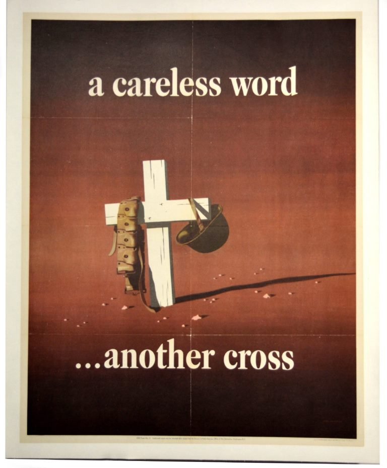 WWII A Careless Word Another Cross John Atherton: Artist: John Atherton Artist Dates: 1900-1952 Signed Within Plate: Yes Date of Work: 1943 Description: This poster is a great image that has been recognized for its quality by graphic arts publication