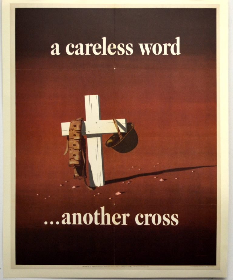 WWII A Careless Word Another Cross John Atherton: Artist: John Atherton Artist Dates: 1900-1952 Signed Within Plate: Yes Date of Work: 1943 Description: This poster is a great image that has been recognized for its quality by graphic arts publication