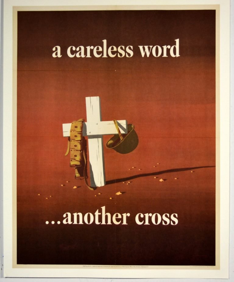 WWII A Careless Word Another Cross John Atherton: Artist: John Atherton Artist Dates: 1900-1952 Signed Within Plate: Yes Date of Work: 1943 Description: This poster is a great image that has been recognized for its quality by graphic arts publication