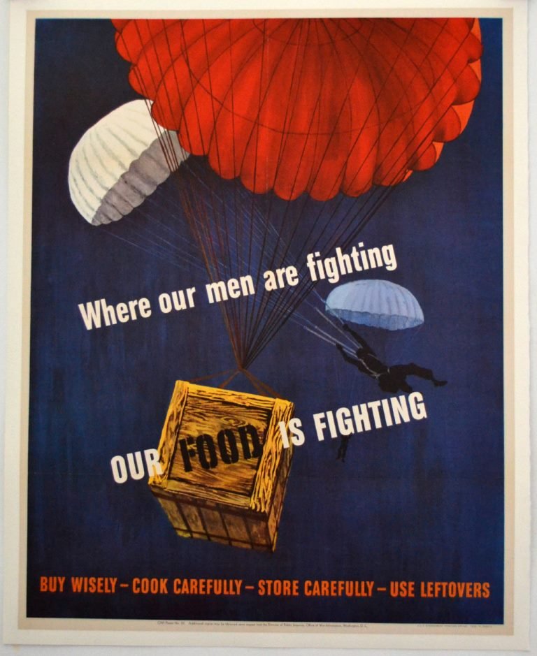 WWII Where Our Men Are Fighting: Artist: Anonymous Artist Dates: Unknown Signed Within Plate: None Date of Work: 1943 Description: This propaganda poster is encouraging Americans to be careful when buying, cooking and storing food. I