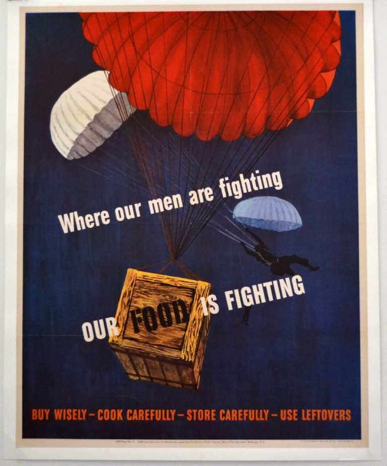 WWII Where Our Men Are Fighting: Artist: Anonymous Artist Dates: Unknown Signed Within Plate: None Date of Work: 1943 Description: This propaganda poster is encouraging Americans to be careful when buying, cooking and storing food. I