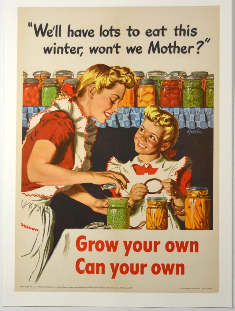 WWII We'll Have Lot's to Eat This Winter: Artist: Alfred Charles Parker Artist Dates: 1906-1985 Signed Within Plate: Yes Date of Work: 1943 Description: “We’ll Have Lots to Eat this Winter, Won’t We Mother–Grow Your Own Can Your Own��