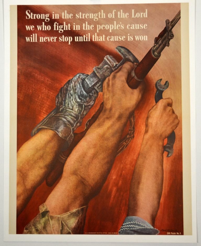 WWII Strong in the Strength of the Lord, Martin: Artist: David Stone Martin Artist Dates: 1913-1992 Signed Within Plate: Yes Date of Work: 1943 Description: The title is borrowed from a speech given by Vice President Henry Wallace in 1942 in New Yor