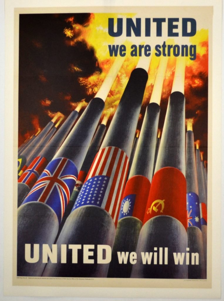 WWII United We Are Strong, Henry Koerner: Artist: Henry Koerner Artist Dates: 1915-1991 Signed Within Plate: Yes Date of Work: 1943 Description: The theme of a united alliance for victory was common & used frequently in war posters. This post