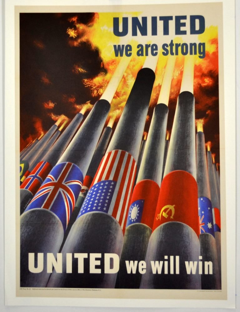 WWII United We Are Strong, Henry Koerner: Artist: Henry Koerner Artist Dates: 1915-1991 Signed Within Plate: Yes Date of Work: 1943 Description: The theme of a united alliance for victory was common & used frequently in war posters. This post
