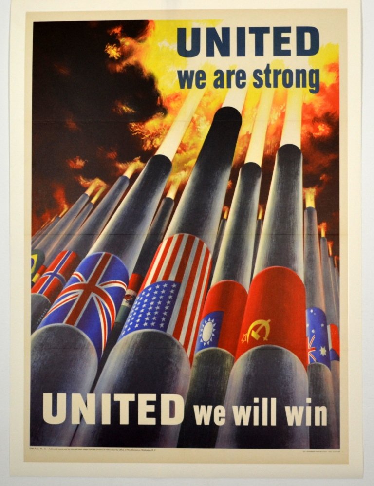 WWII United We are Strong, Henry Koerner: Artist: Henry Koerner Artist Dates: 1915-1991 Signed Within Plate: Yes Date of Work: 1943 Description: The theme of a united alliance for victory was common & used frequently in war posters. This post