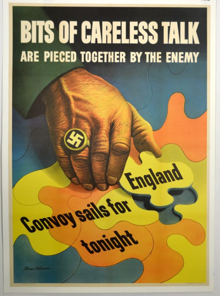 WWII Bits of Careless Talk, Stevan Dohanos, Large: Artist: Stevan Dohanos Artist Dates: 1907-1994 Signed Within Plate: Yes Date of Work: 1943 Description: This poster is only one of several of the great “careless talk” type posters that American a