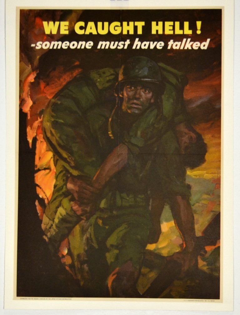 WWII We Caught Hell, Saul Tepper, Large: Artist: Saul Tepper Artist Dates: 1899 - 1987 Signed Within Plate: Yes Date of Work: 1943 Description: Image of a soldier carrying a dead or wounded soldier on his back with a firestorm in the backgro