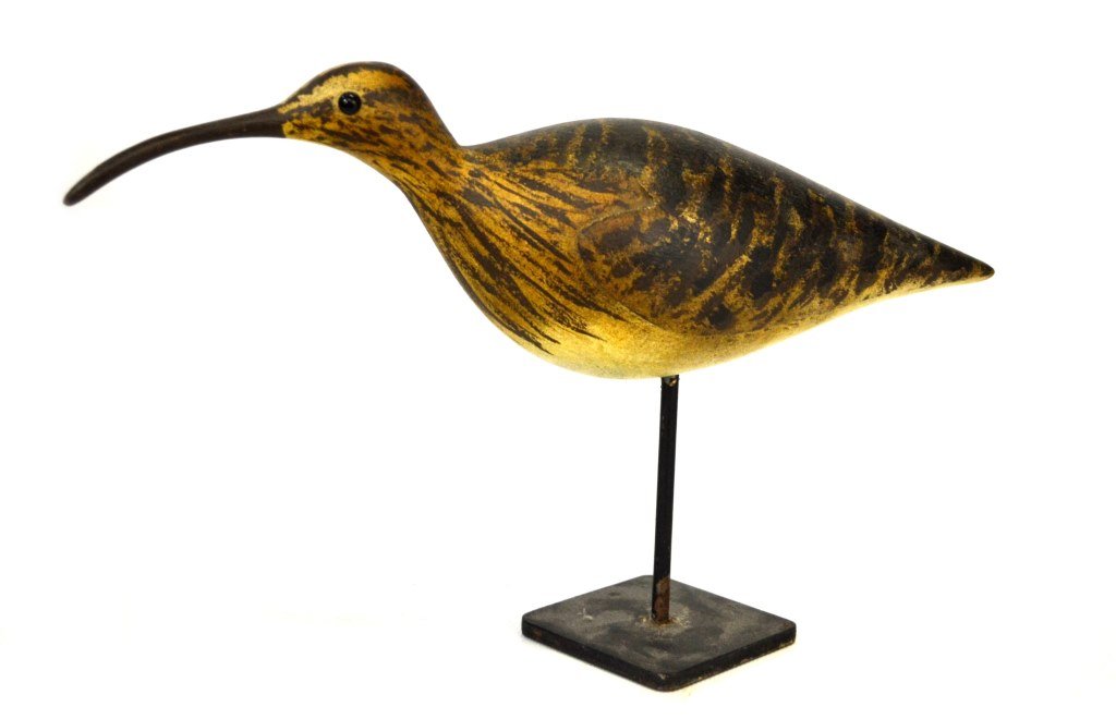 Decoy, Wood, Bob Brown, 20th C: Decoy Age: 20th century Materials: Wood Marks: RJ Brown on bottom Description: Wooden decoy on stand by Bob Brown, a Barnegat Bay carver. Size: On stand: 8" H x 2.5" W x 13" D Weight: 1 pound Provenan