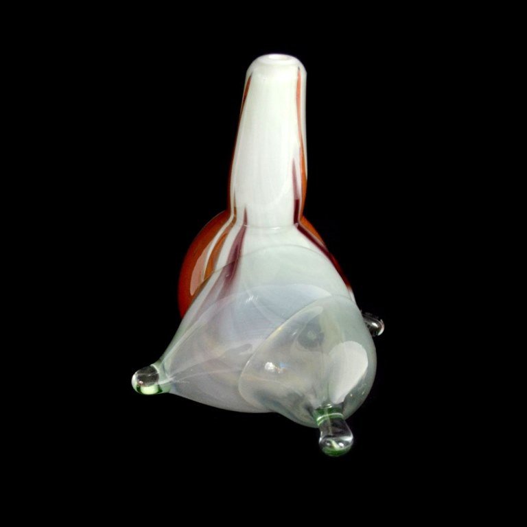 Bud Vase, Marvin Lipofsky, c. late 20th C: Form: Bud vase Components: Glass Decoration: A bud vase made and signed by Marvin B. Lipofsky. Construction: Hand blown. Date: Late 20th century Provenance: Miami estate Size: 9" H x 12" W x 5" D Weig