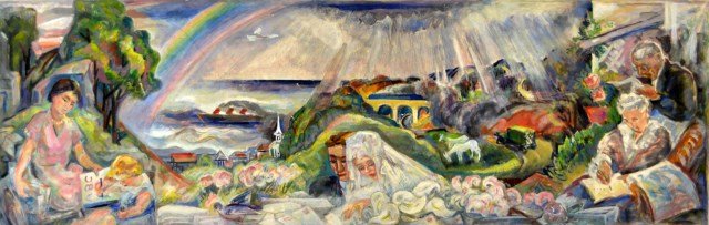 Gouache/Board, Marriage, Ferol S. Warthen 20th C: Medium: Gouache Support: Board Artist:Ferol Sibley Warthen Artist dates: 1890-1986 Country of origin: American Title & description: Marriage Scene by Ferol Sib