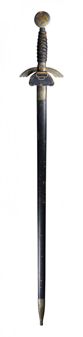 Luftwaffe Sword, F&A Helbig, WWII: Sword Material: Leather, nickel, copper, steel Construction: Forged Steel Marks: Alcoso, Solingen Features: This Luftwaffe Sword has never been cleaned except the top, and as a result the solid nickel