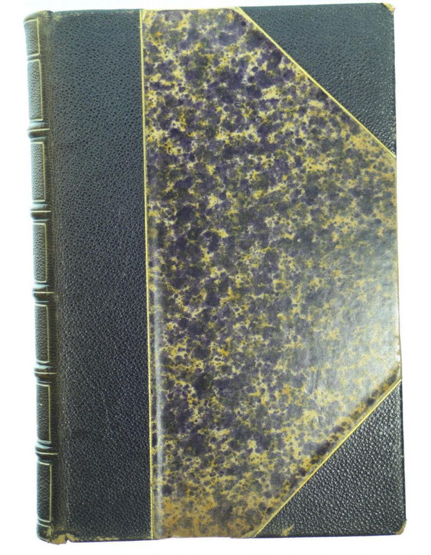 Book, French Dictionary Bellows: Description: French English, English French Dictionary, is a leather hardbound edition with gilt stamping, and marble boards on the book, gilt edging on the top, and 689 pages. Material: Paper Maker/A