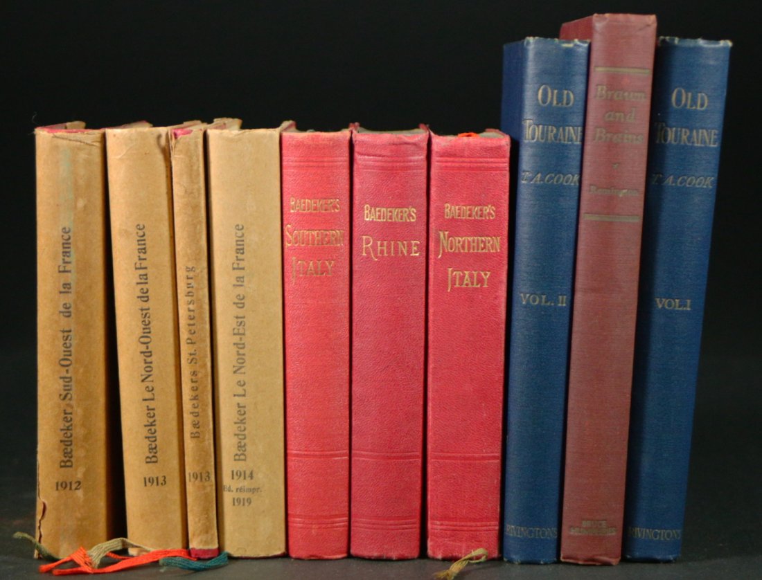 (11) Travel Books c.1910 w/ maps, L. Dahlgren: Description: (1) Baedeker's Guide Books: The Rhine from Rotterdam to Constance. Handbook for Travellers, by Karl Baedeker. With 52 maps and 29 plans. 461 pages of text. Karl Baedeker Publisher, Leipzi